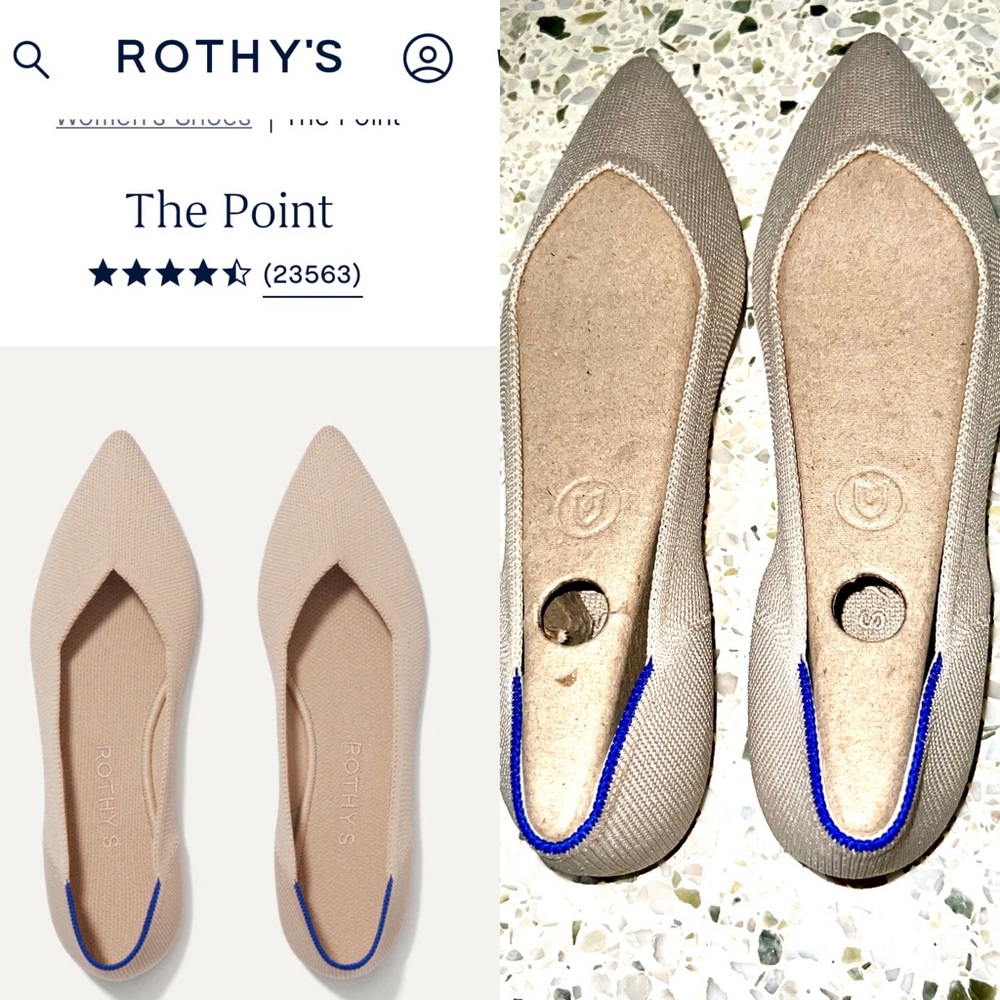 Rothy’s The Point Flat Ecru Like New